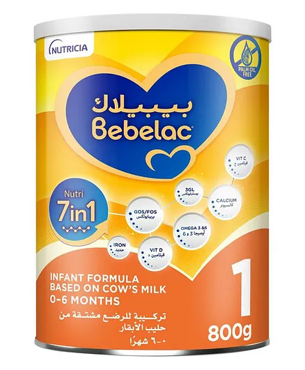 Bebelac 1 Nutri 7 in 1 Palm Oil Free Stage 1 Infant Milk Formula - 800g