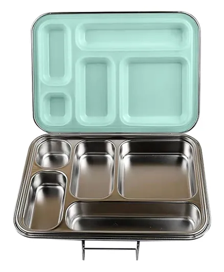 بونجور - صندوق طعام من الستانلس ستيل بـ 5 تقسيمات - أخضر