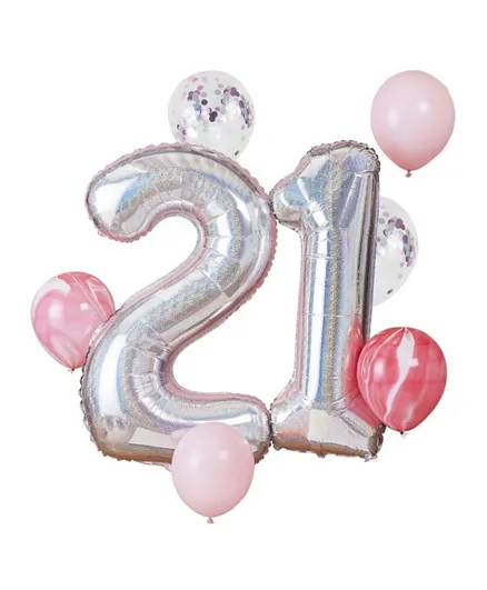 Ginger Ray 21st Birthday Balloon Bundle - Pack of 8