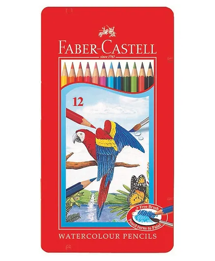 Faber Castell Water Colour Pencil Flat Tin - 12 Pieces
