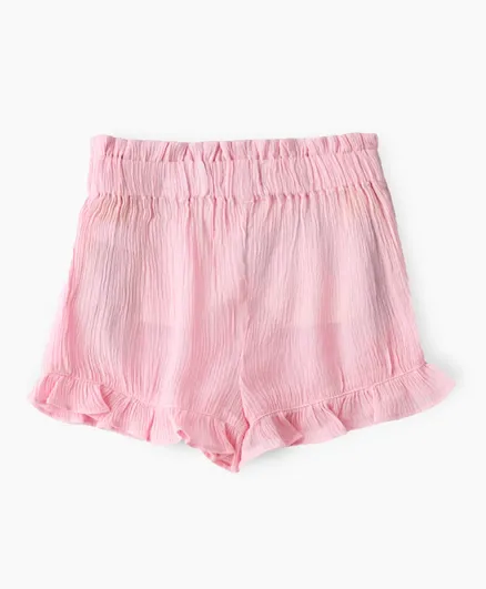 Jelliene Woven Ruffle Shorts - Pink