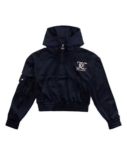 Juicy Couture 1/4 Velour Graphic Zip Hooded Jacket - Night Sky