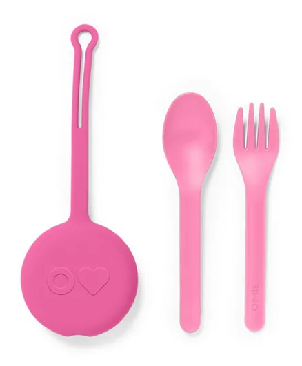 OmieBox OmiePod Kids Cutlery With Holder Set -  Bubble Pink