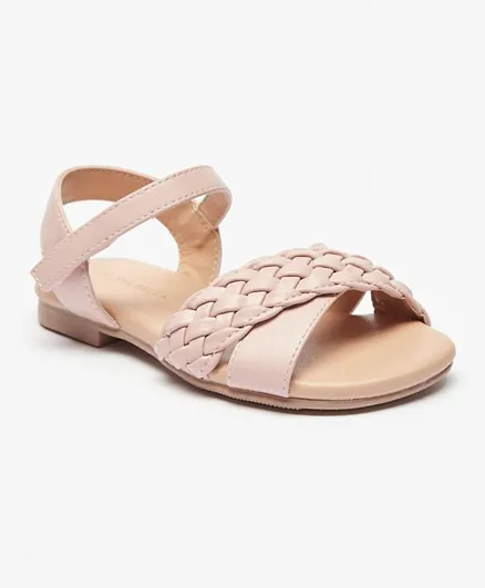 Flora Bella by ShoeExpress Textured Cross Strap Sandals - Pink