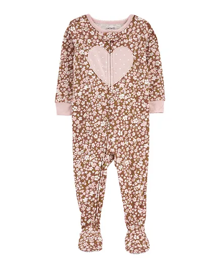 Carter's 1-Piece Ditsy Heart Sleep & Play Sleepsuit - Brown