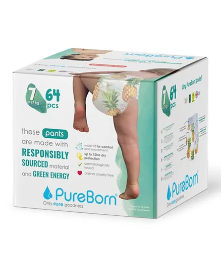 PureBorn Pull Ups Master Pack Pant Style Diapers Size 7 - 64 Pieces