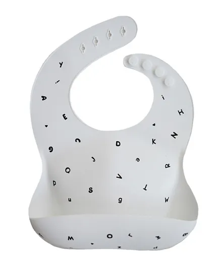 Mushie Silicone Baby Bib - White Letters
