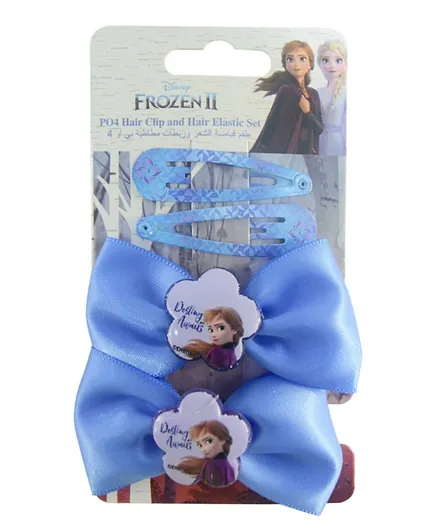 Disney Frozen 2 Hair Clips & Hair Elastics Blue - Pack of 4