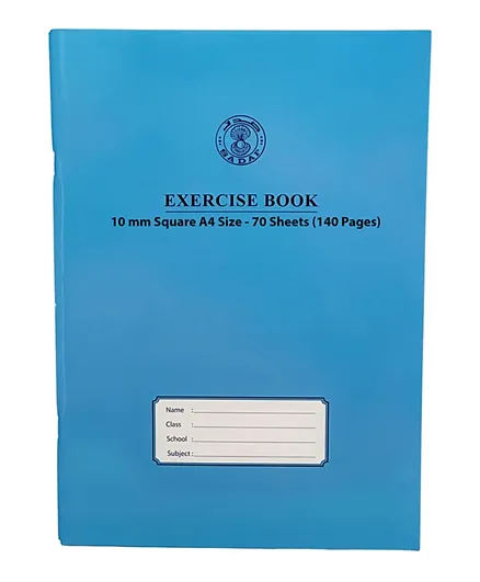 Sadaf 10mm Square With Left Margin A4 Size Exercise Book - Blue