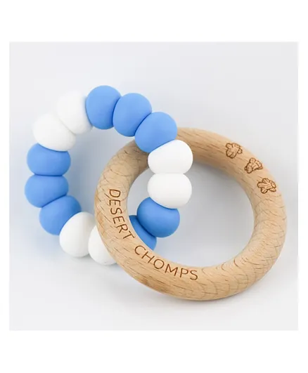 Desert Chomps Lasso Summer Time Silicone & Wooden Teether - Blue Ocean