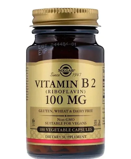 فيتامين بي2 من سولغار 100 ملغ ريبوفلافين - 100 كبسولة نباتية