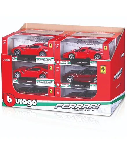Bburago Die Cast Ferrari Race & Play Car 1:32 Scale Assorted Pack of 1 - Red