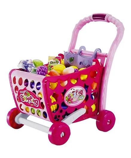 Toon Toyz 3 in 1 Kids Supermarket Shopping Cart Hand Induction with Light & Sound - Pink