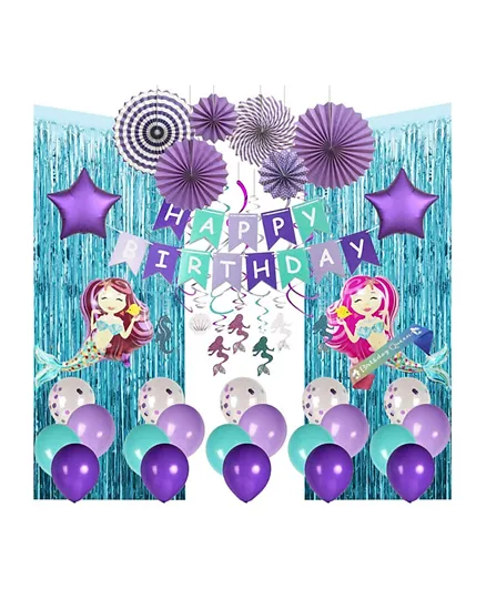 Brain Giggles Mermaid Theme Birthday Party Decoration - Pack of 51 Pieces