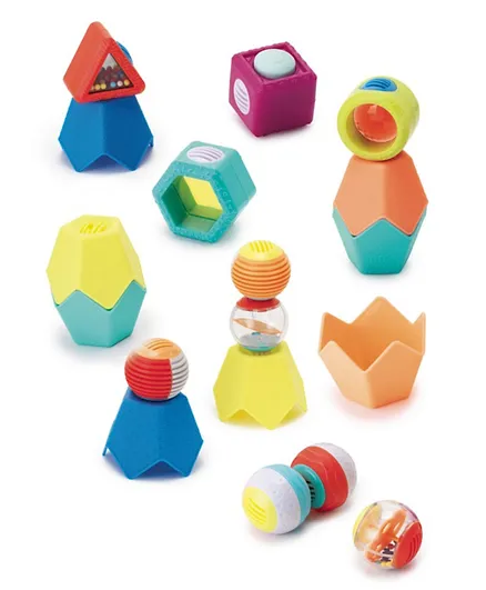 إنفانتينو مجموعة ألعاب التراص والتصال متعدد الألوان - كرات ومكعبات وأكواب - 18 قطعة