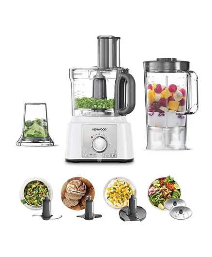 KENWOOD Multi-Functional Food Processor with Bowl and 2 Stainless Steel Disks 3L 1000W Fdp65.400Wh - White