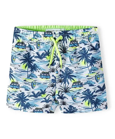 Minoti Tropical All Over Print Shorts - Blue