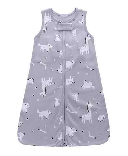 Miracle Sleeveless Super Soft Lightweight Animals Print Baby Sleeping Bag - Grey