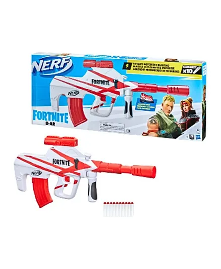 Nerf Fortnite B-AR Motorized Dart Blaster - White & Red
