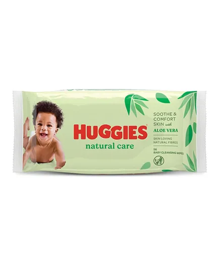 Huggies Natural Care Aloe Vera Baby Wipes - 56 Pieces