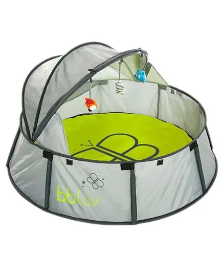 خيمة بيبي لوف نيدو 2 في 1 للسفر واللعب - رمادي وأخضر