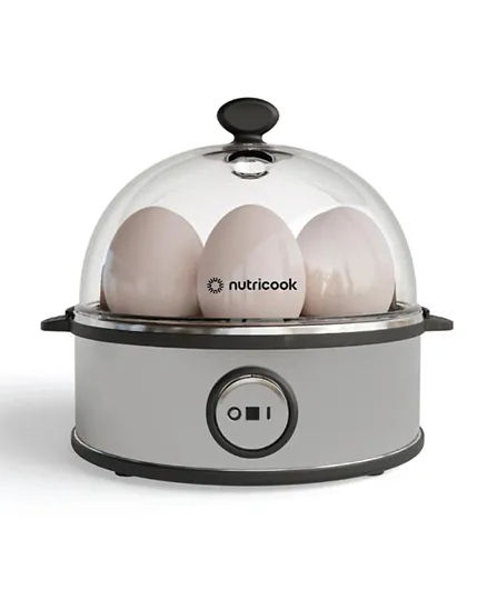 نوتريكوك من نيوتري بوليت جهاز طهي البيض السريع بسعة 7 بيضات مع ميزة الإغلاق التلقائي - رمادي