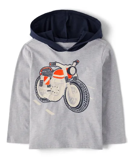 The Children's Place Motorcycle Graphic Hoodie - Grey