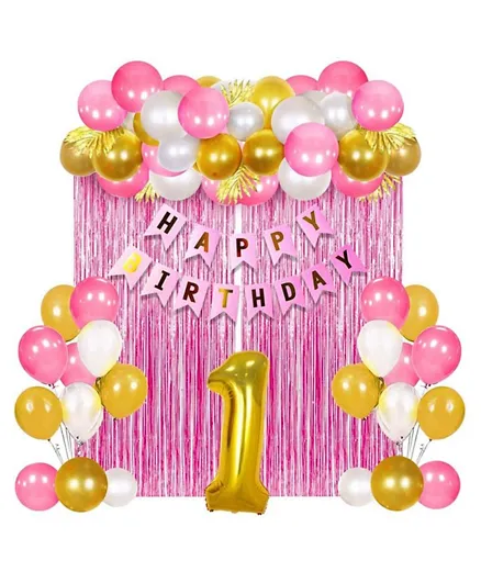 Highlands Pink and Gold First Birthday Birthday Decoration set for Girls