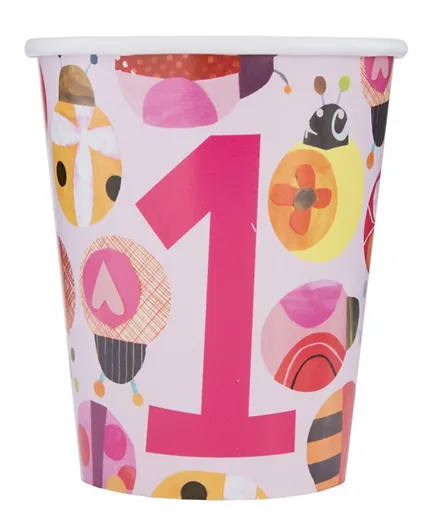 Unique Ladybug 1st Birthday Cups - Pack of 8