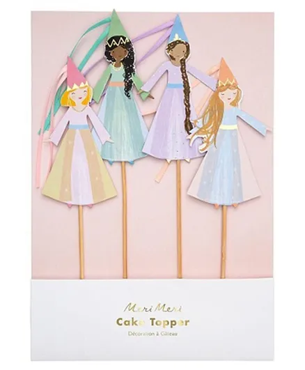 عبوة من 4 قطع زينة علوية لكعكة الأميرة السحرية من ميري ميري - متعددة الألوان