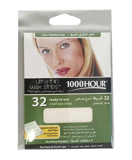1000HOUR Wax Strip For Coarse Face Hair Small - 32 Pieces