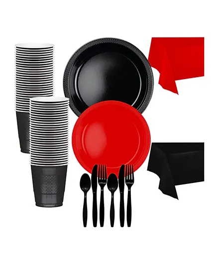 Amscan Black And Red Premium Tableware Kit - 20 Guests
