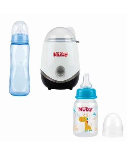 Nuby 2-in-1 Bottle Warmer/Sterilizer With Baby Feeding Bottle - Boys