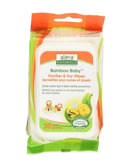 Aleva Naturals Bamboo Baby Pacifier & Toy Wipes - 30 Pieces