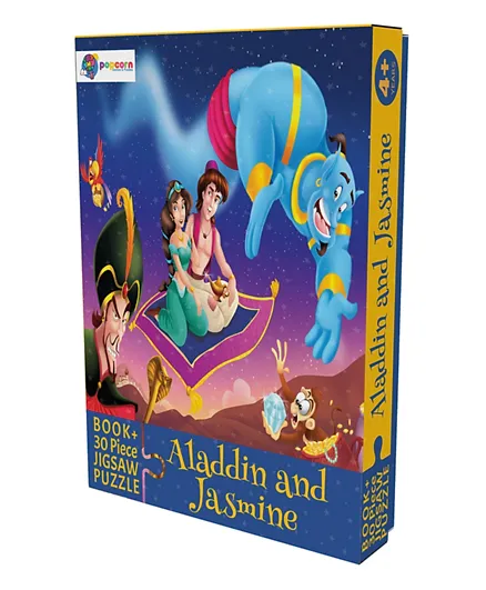Aladdin & Jasmine Book and 30 Pieces Jigsaw Puzzles - English
