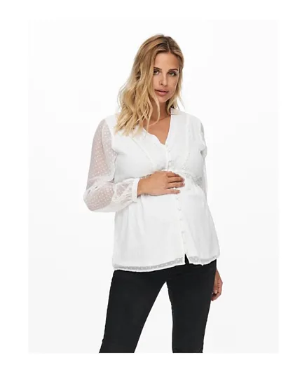 Only Maternity Mama Detailed Shirt - Cloud Dancer