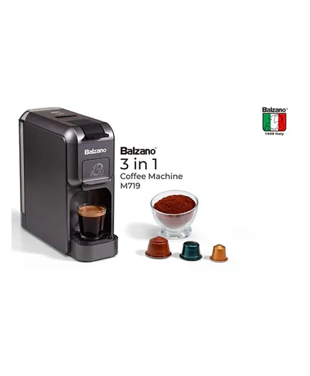 Balzano 3 in 1 Expresso Cappuccino Coffee Machine Dolce Gusto & Grounds 8L 1000W M719 - Black
