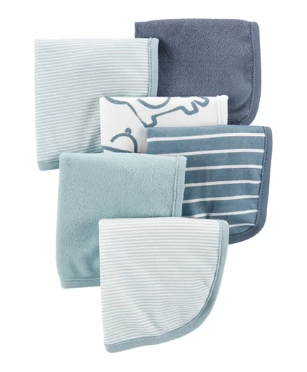 Carter's Wash Cloths Set Blue/White - 6 Pieces