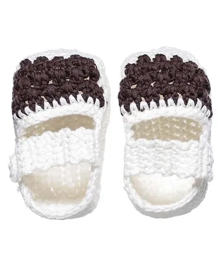 Smurfs Baby Crochet Booties - White & Brown