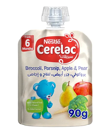 Nestle Cerelac Fruits & Vegetables Puree Pouch Broccoli, Parsnip, Apple & Pear - 90g