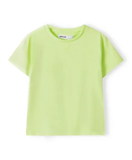 Minoti Cotton Embroidered Crew Neck T-Shirt - Light Green