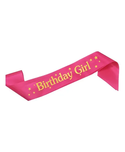 Party Propz Happy Birthday Girl Satin Sash Glitter Letters - Pink