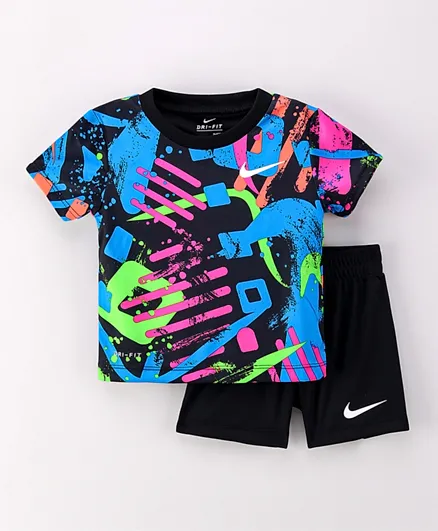 Nike NKB All Over Print  T-Shirt & Shorts Set - Black