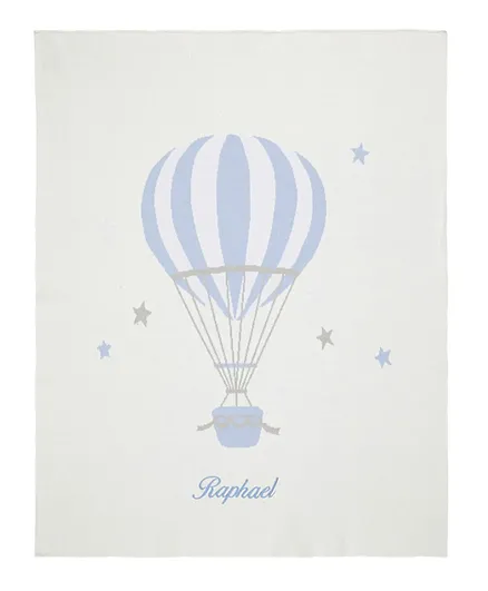 Little IA Hot Air Balloon Knit Blanket - Blue