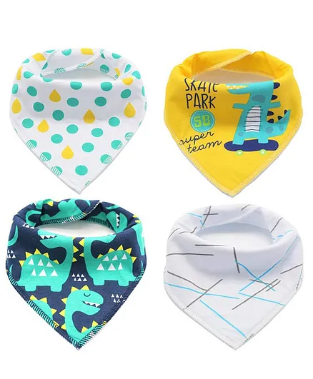 Little Story Bandana Drool Bibs (Assorted Colors & Design) - Pack of 4