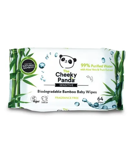 THE CHEEKY PANDA Bamboo Baby Wipes - Pack of 64