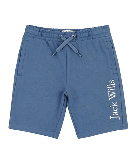 Jack Wills Logo Embroidered Fleece Shorts - Blue