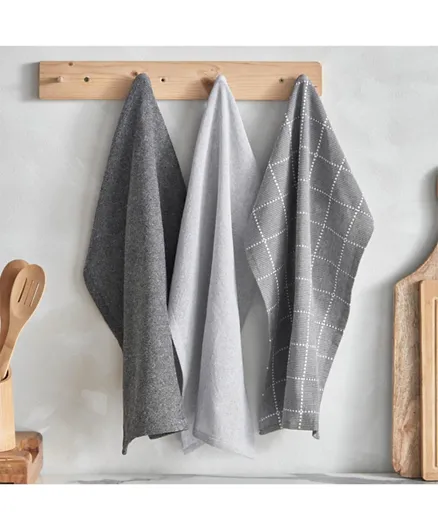 HomeBox Alivia Woven Chambray Recycled Kitchen Towel Set - 3 Pieces