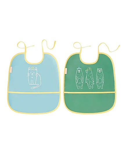 Babymoov Badabulle Set of 2 Soft Waterproof Bibs with Recuperator