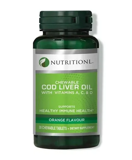 NUTRITIONL Chewable Cod Liver Oil With Vitamin A, C & D Tablets - 30 Pieces